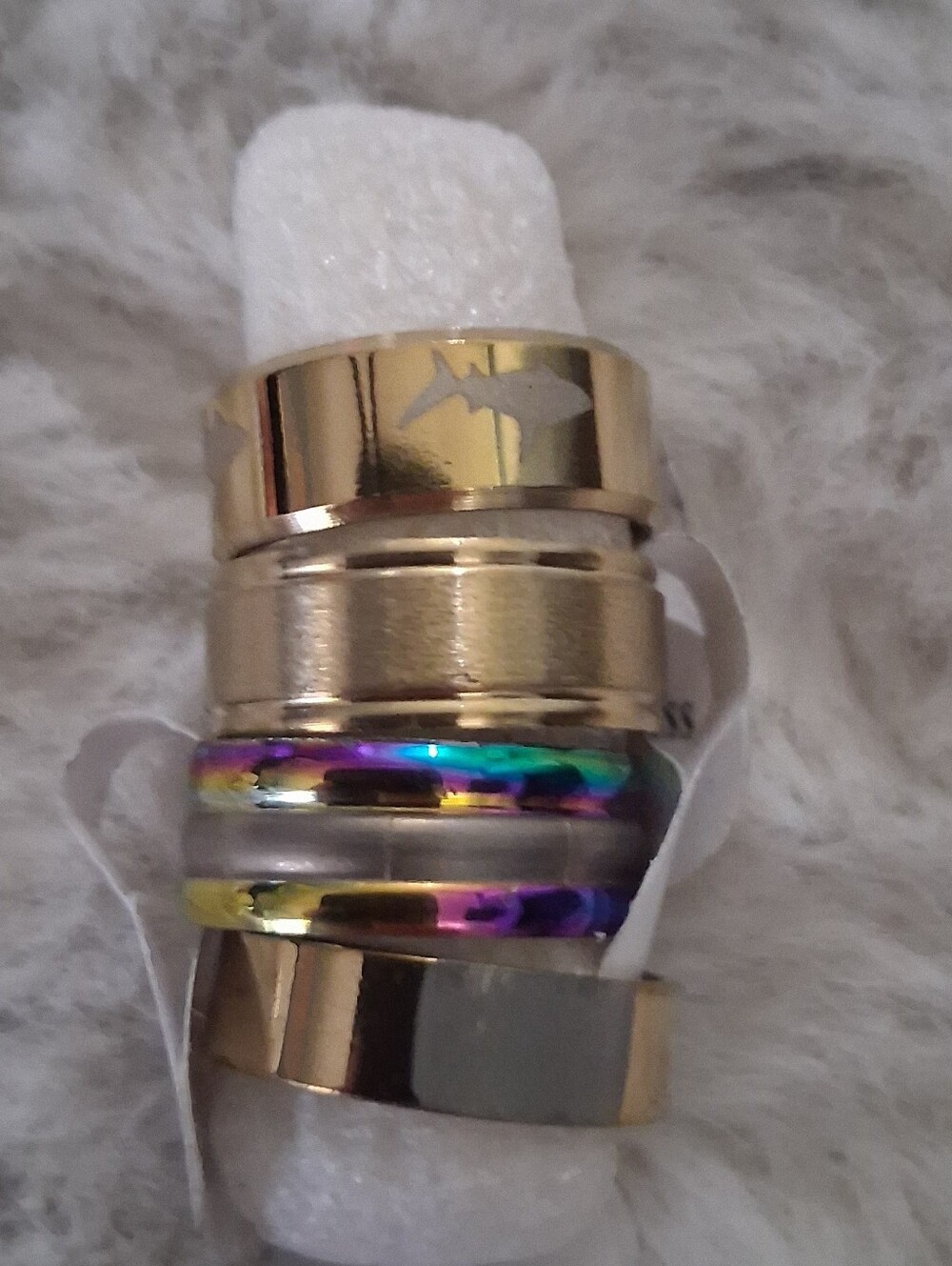 Gold and Iridescent Stackable Ring Set - Women Skincare